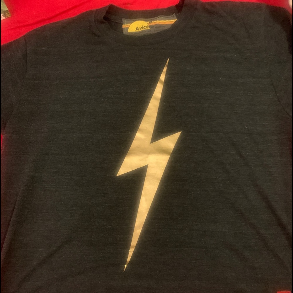 Aviator nation lightening bolt crop tee